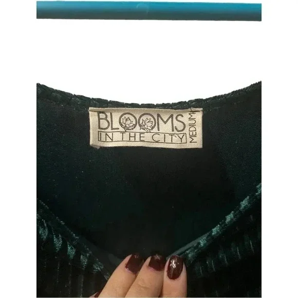 NEW Blooms In The City Velvet Dress sz Large Fitted Short Sleeve Stretch HOLIDAY - Picture 6 of 6